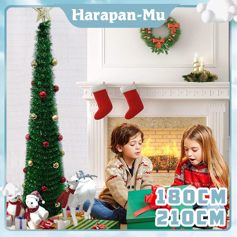 Pohon Natal Madder Dekorasi Natal Ukuran 210cm/180cm Pohon Natal Buatan Lipat