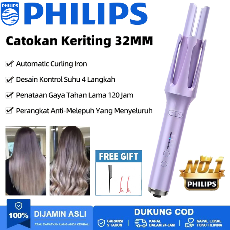 PHILIPS Fast Shipping Catokan Rambut Curly Ceramics 32mm Catokan Curly Otomatis Curly Rambut Curling
