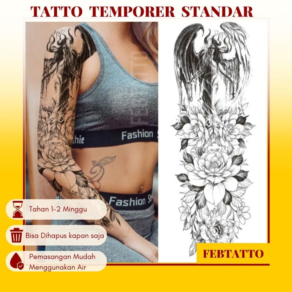 Temporary Tattoo FULL ARM Size 17cmx48cm Aesthetic Tattoo Motif Temporary Tattoo Sticker Halal Whole