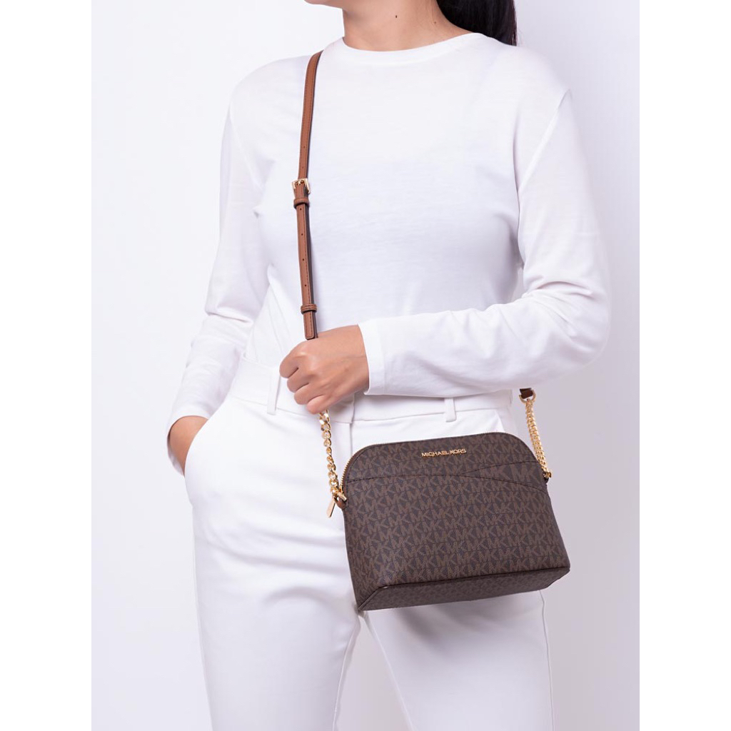 MK DOME CROSSBODY Brown signature