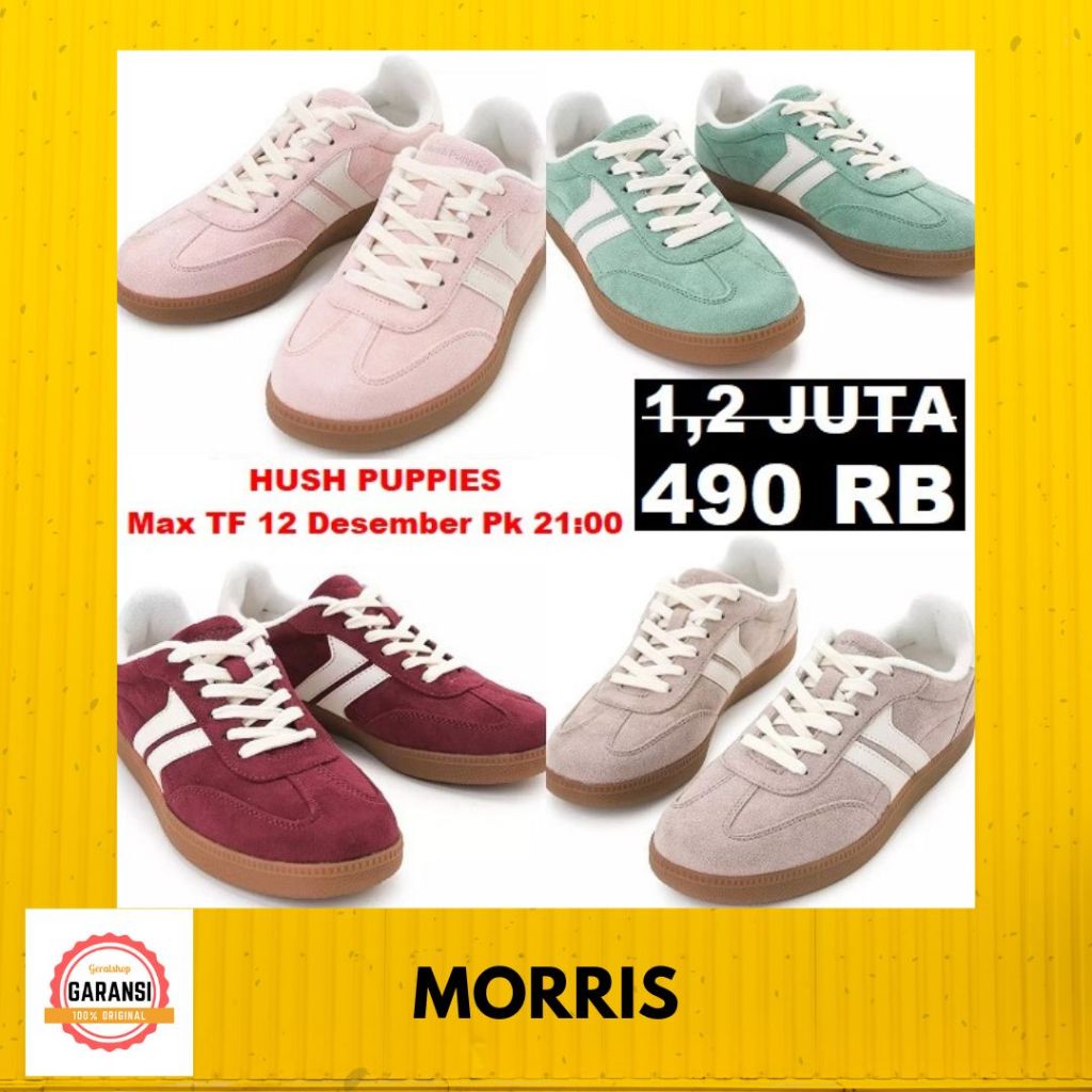 Sepatu sneakers wanita Hush Puppies seri MORRIS sale 100% ORI