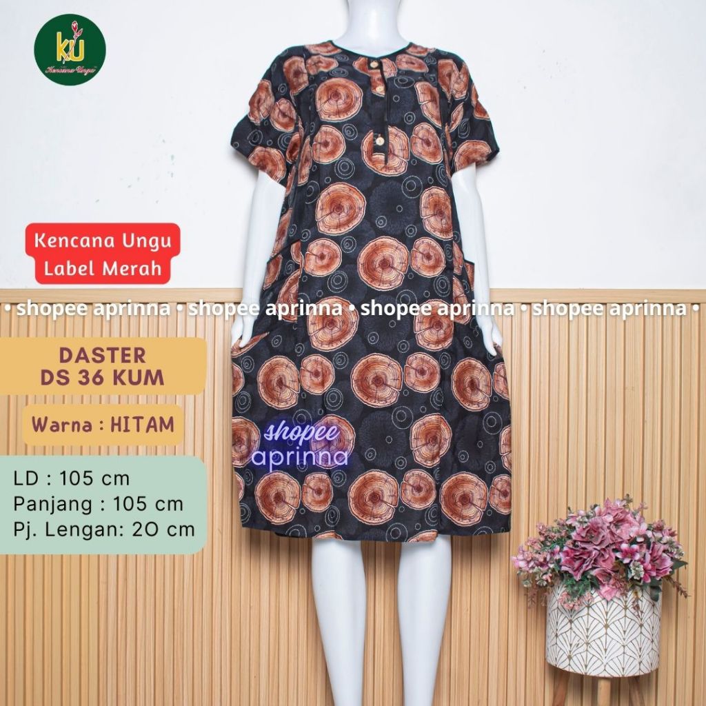 COD DS 36 KUM Daster Batik Kencana Ungu Asli Original Kencana Ungu Label MERAH Daster Lengan Pendek 