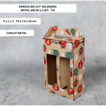 10pcs Kardus Botol 500ml Isi 2 Dus Hampers Natal Gable Box Packaging Christmas
