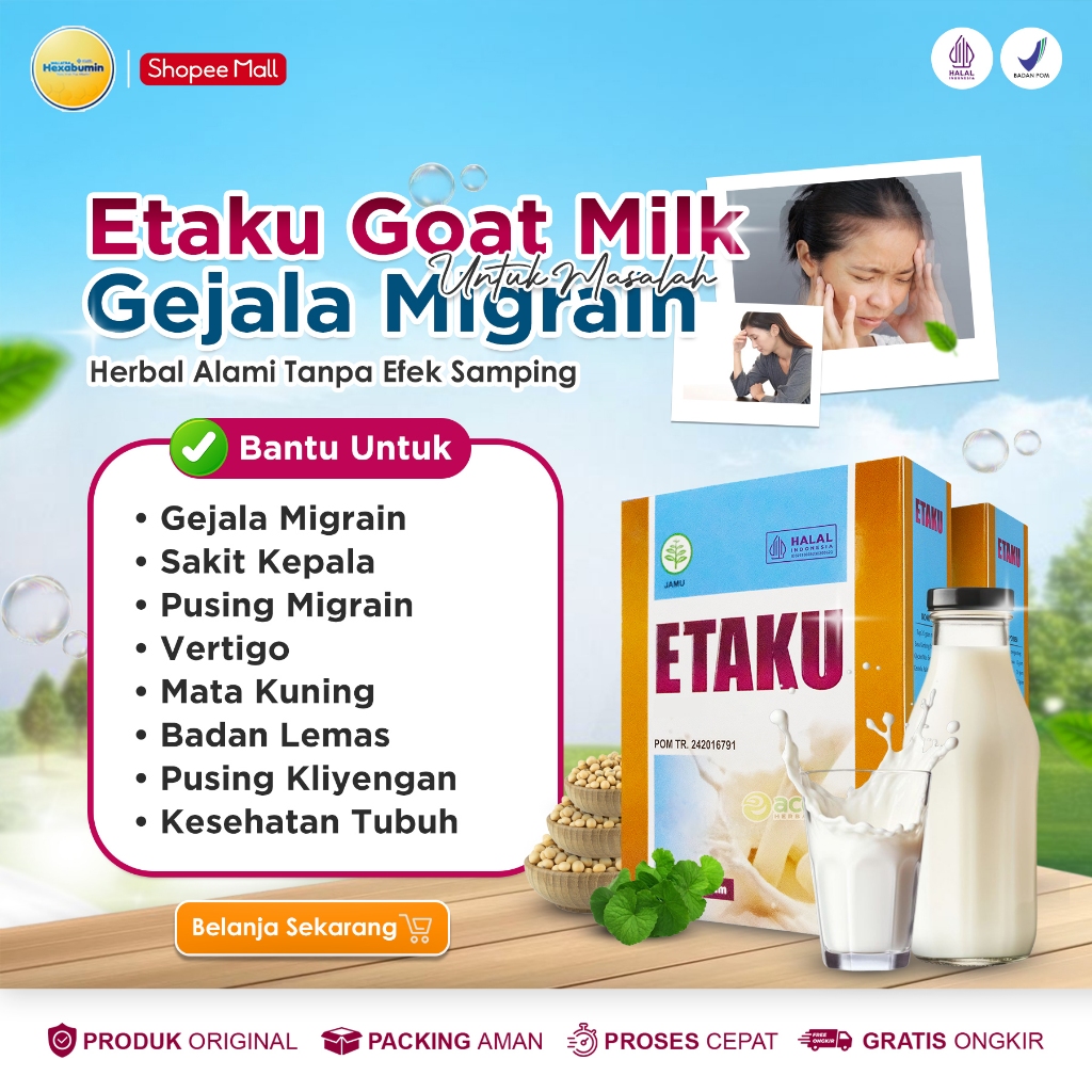 Obat Migrain Sakit Kepala Sebelah Berdenyut Nyeri Pusing Klyengan Gejala Vertigo Mata Kuning Badan L