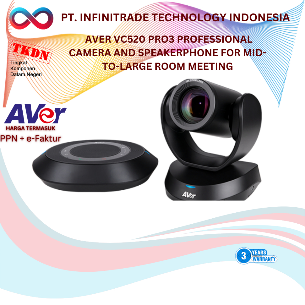 AVER VC520 PRO3 PROFESSIONAL CAMERA AND SPEAKERPHONE FOR MID-TO-LARGE ROOM MEETING