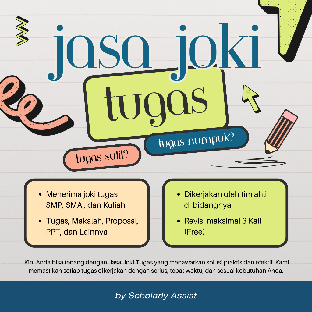 Jasa Pengerjaan Tugas SMP SMA Kuliah | Tugas All Mapel, Makalah, Proposal, PPT, & Lainnya