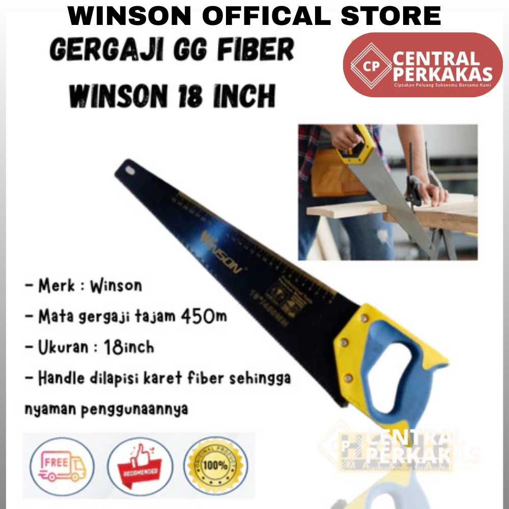 Gergaji Kayu GG PVC 18 Inch Winson – Gergaji Tangan Tajam Anti Karat / Gergaji Kayu Tajam Kuat dan A