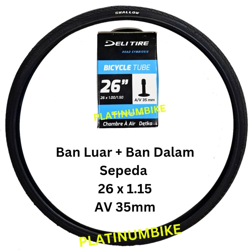 PAKET Ban Luar Swallow + Ban Dalam Deli Tire Sepeda 26 x 1.15 Sepeda MTB Federal