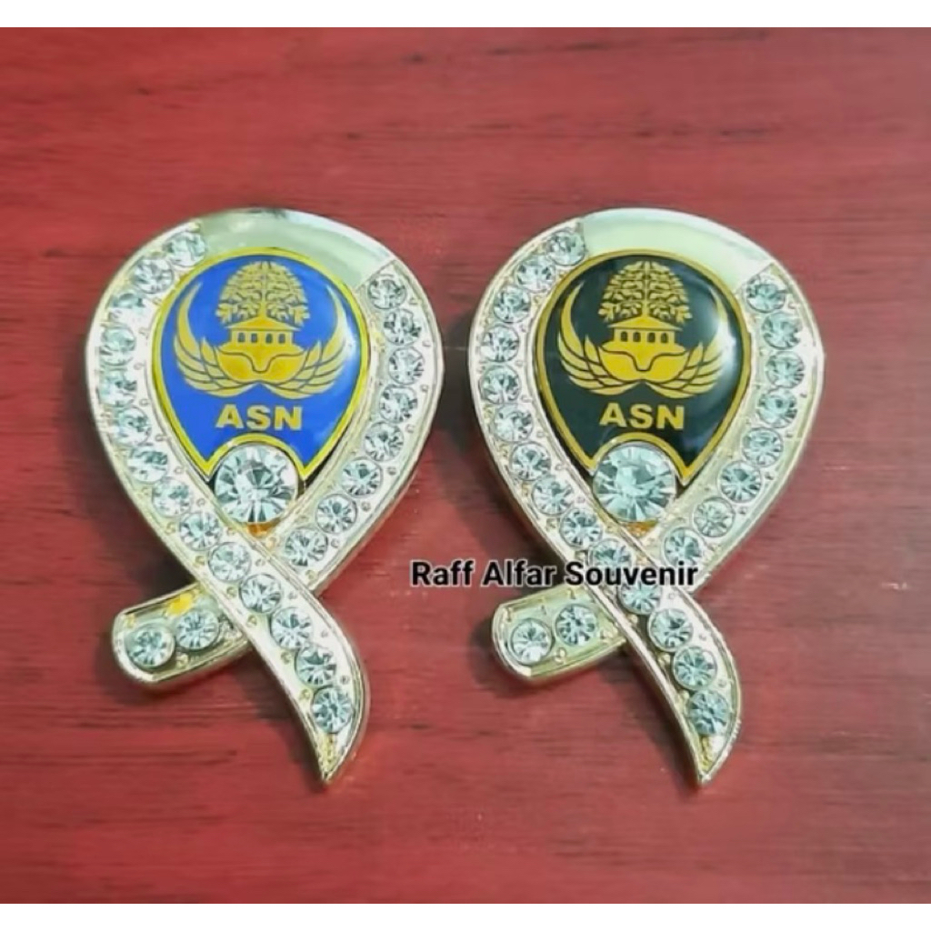 Pin Bros Hijab Pin Dada logo ASN Hitam/ASN Biru Gold Peniti