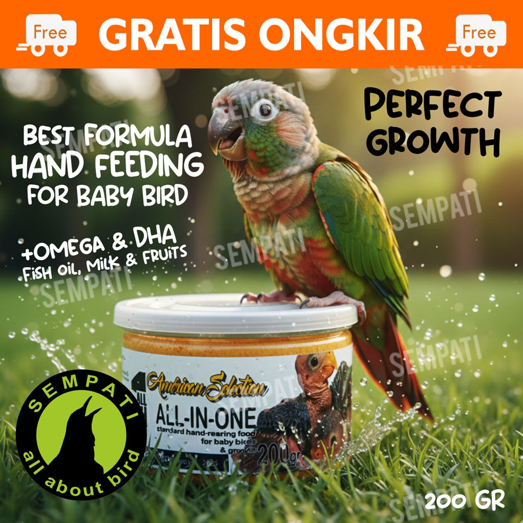 SEMPATI Hand Feeding Hf American Selection Ams All In One Hand Rearing Feed For Baby Bird Growth Par