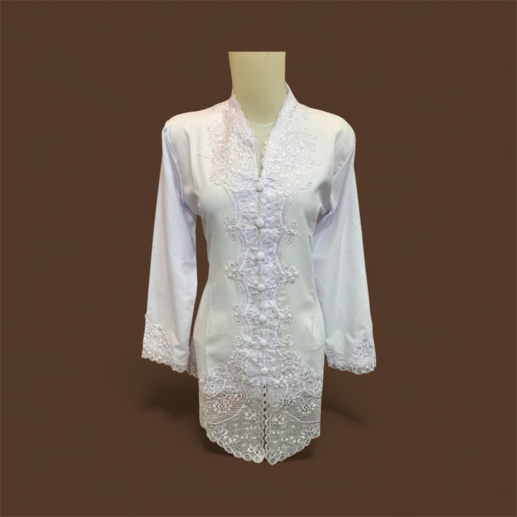 kebaya encim putih bordir senada tangan panjang acara formal kebaya bordel adat sunda