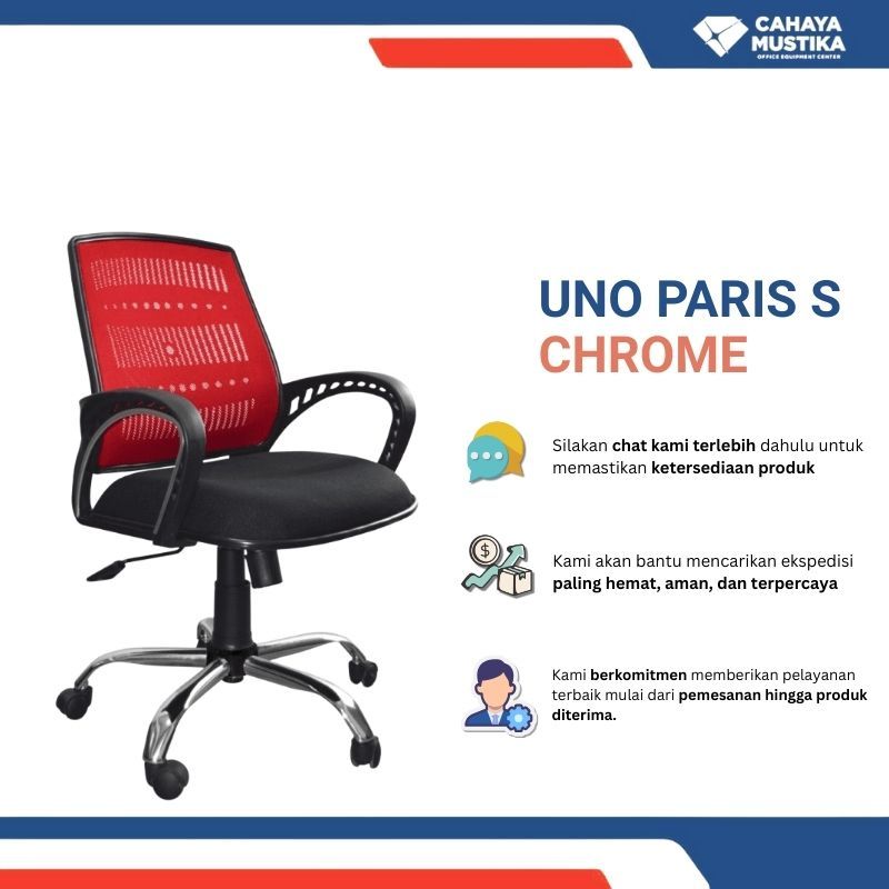 Jual Kursi Kantor Putar/Kursi Kantor Hidrolik/Kursi Kantor Minimalis Di Malang UNO Paris S Chrome