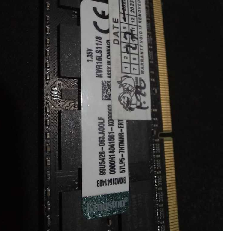 SODIMM KINGSTON MEMORY LAPTOP  DDR3 8GB PC-12800 KVR16LS11/8 Normal