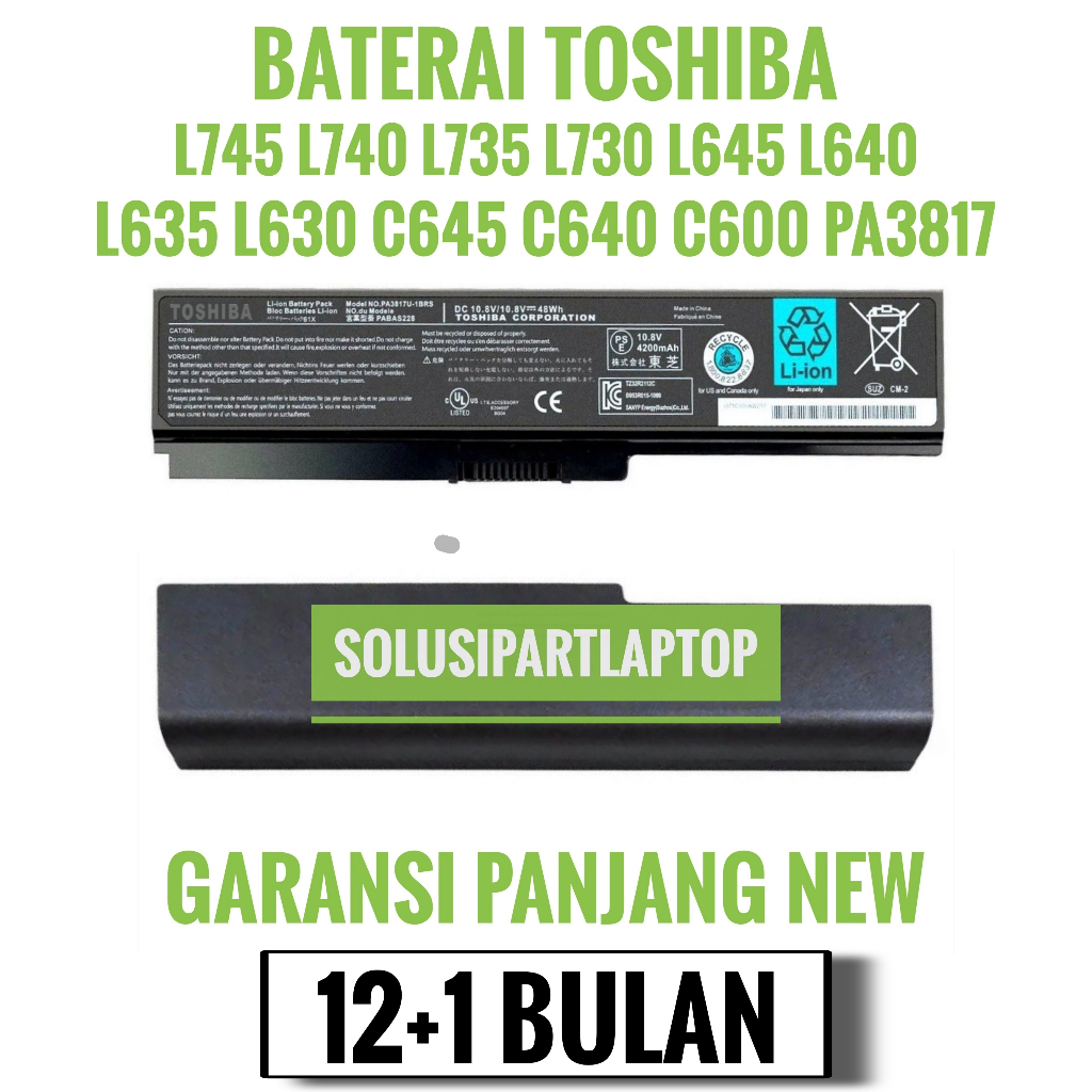 Baterai Original Laptop Toshiba satellite L735 L740 L735 L730 PA3817