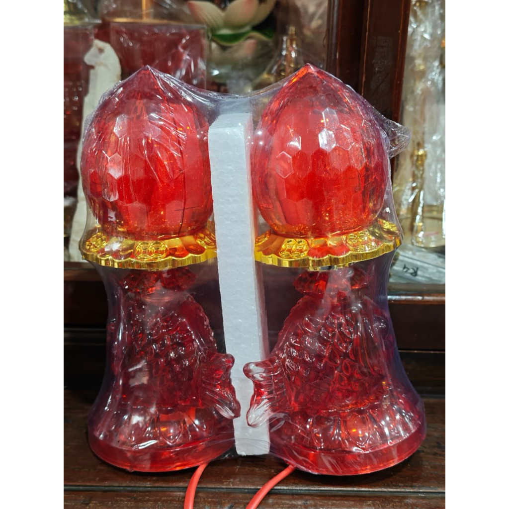 Lampu sembahyang LED merah model ikan B1028-1