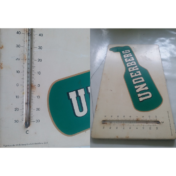 Vintage Iklan Enamel + thremometer UNDERBERG masih utuh tanpa ada repair