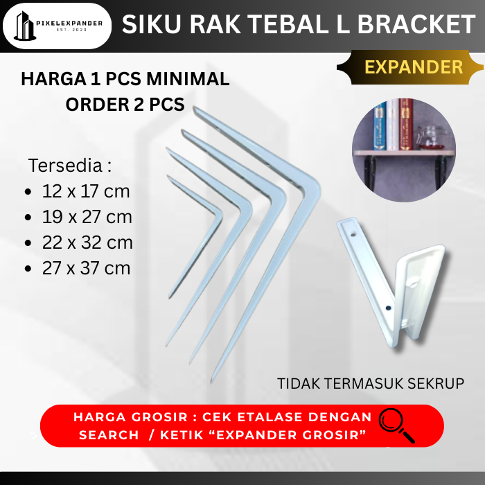 Siku Rak Dinding Besi Buku L Bracket Ambalan Gantung Dinding Putih