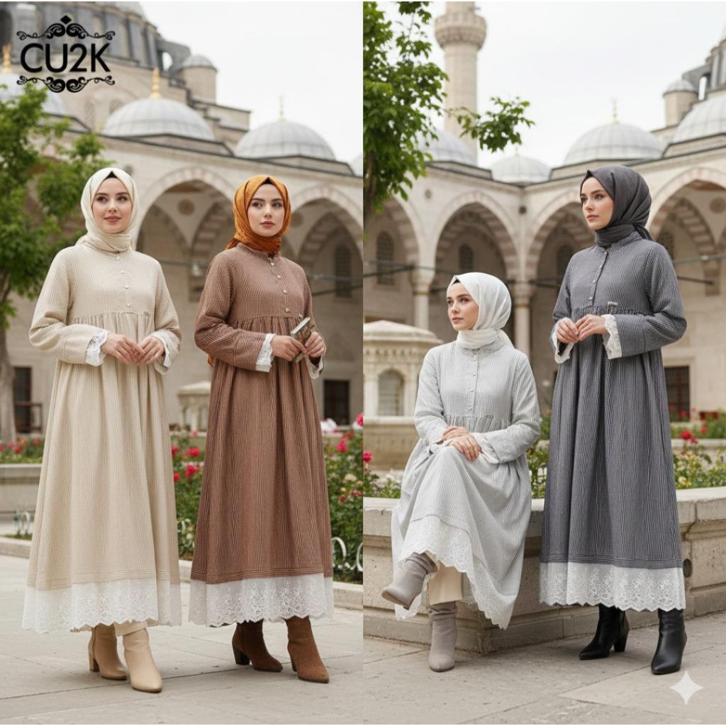 Gamis Cu2k Nadilla Bahan Katun Premium Import New Arrival Original Cu2k