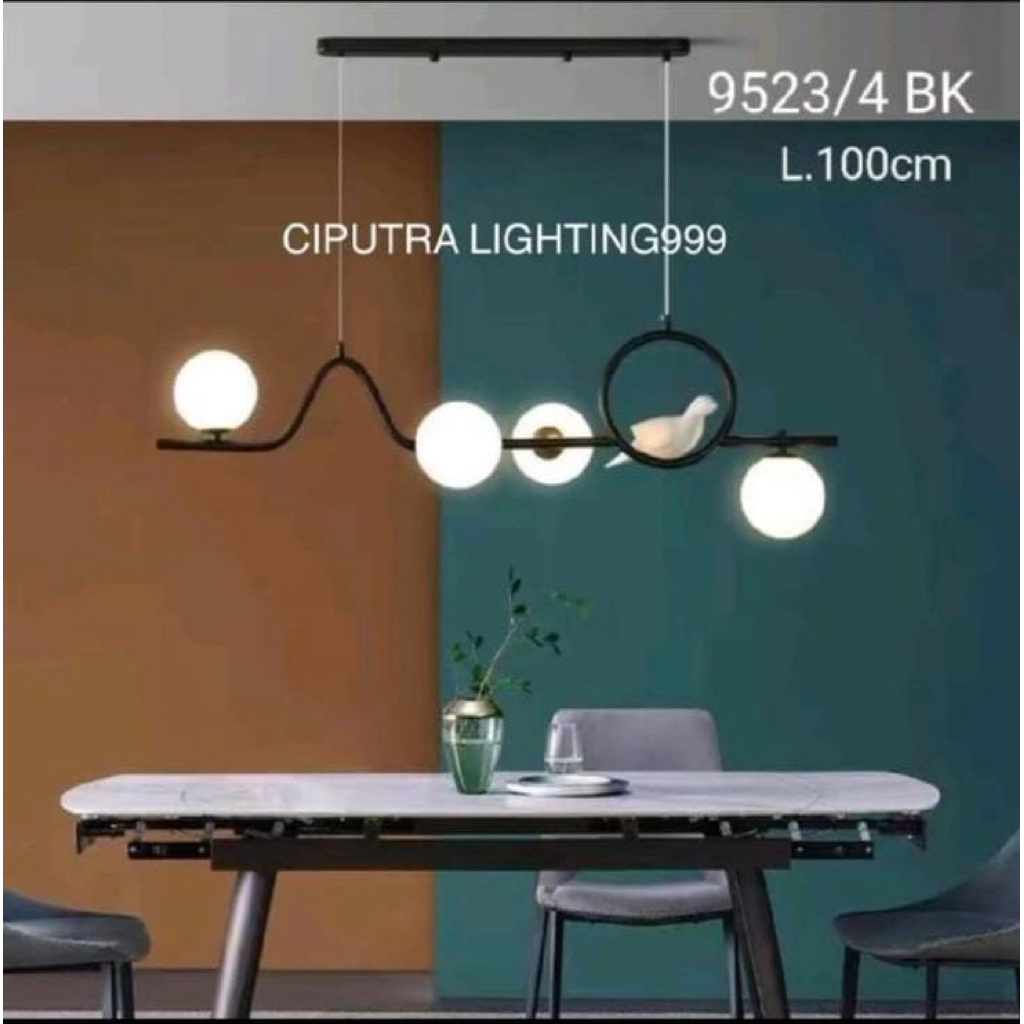 LAMPU GANTUNG HIAS MINIMALIS MODERN MEJA MAKAN 4 LAMPU ELEGAN