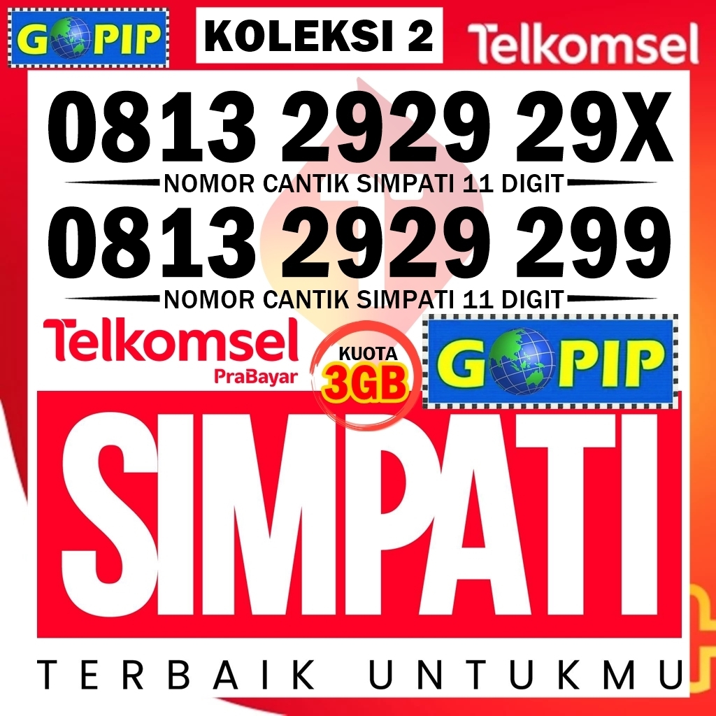 (Koleksi 2) Nomor Cantik Simpati 2929 Kartu Perdana Telkomsel 5G Prabayar