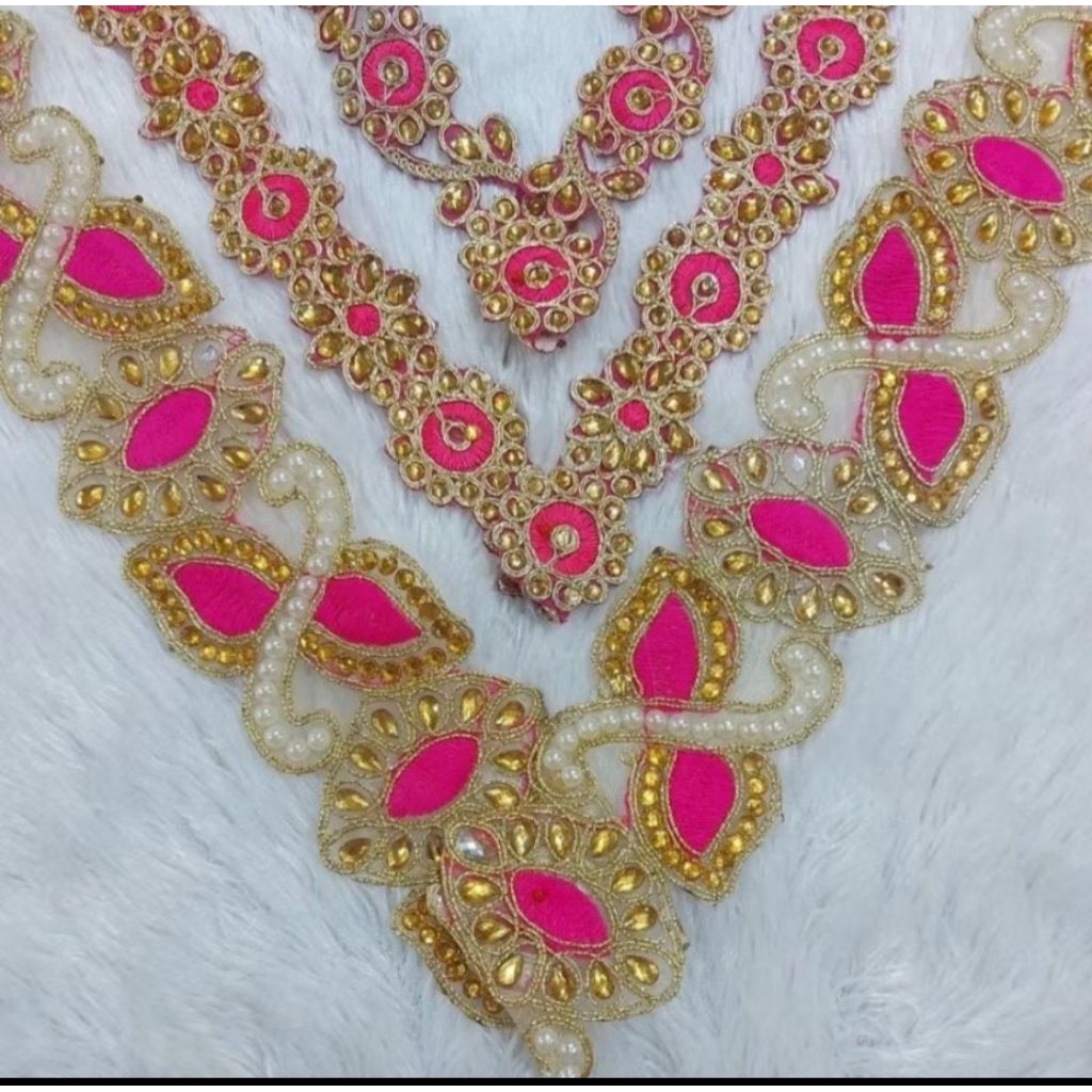 Renda India Payet Gold&Pink MEWAH PER 50 CM