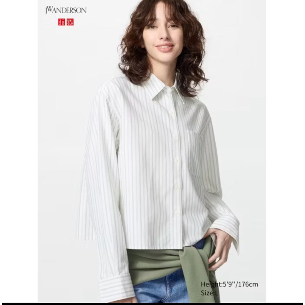 kemeja boxy uniqlo x jw anderson off white