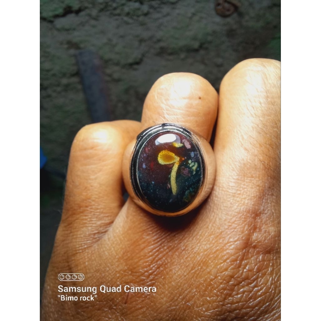 natural cincin batu akik pancawarna Klawing unik antik