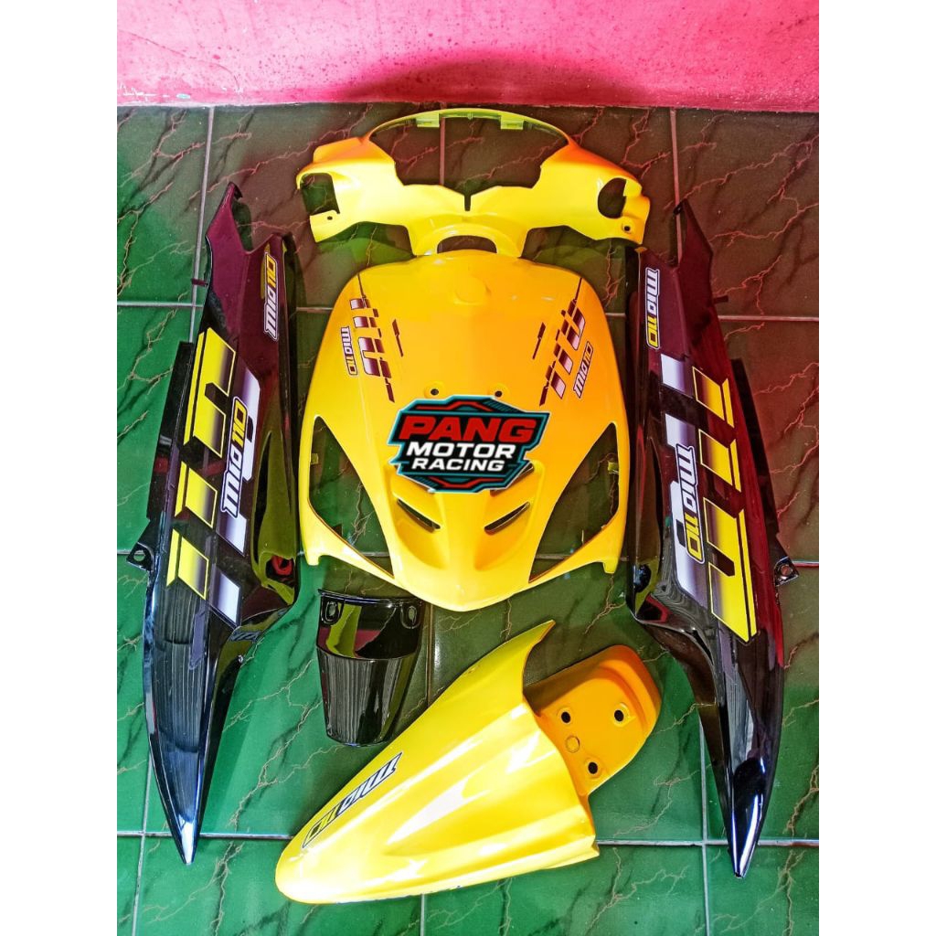 Body Set Mio Sporty Hitam Kuning Striping Custom Transparan Thailand Styel Body halus Fulset Box Mio