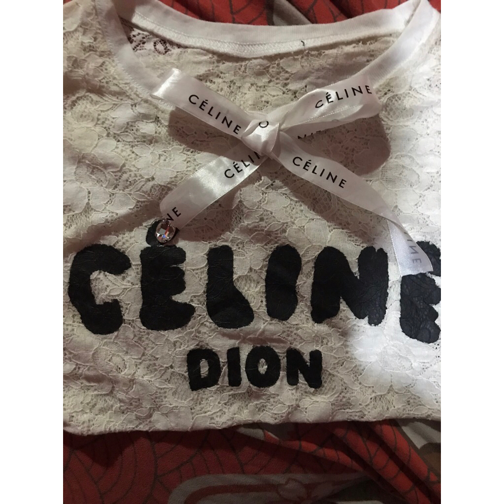 Celine kaos lace putih