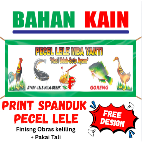 Cetak Spanduk Kain Pecel Lele / Bahan Kain