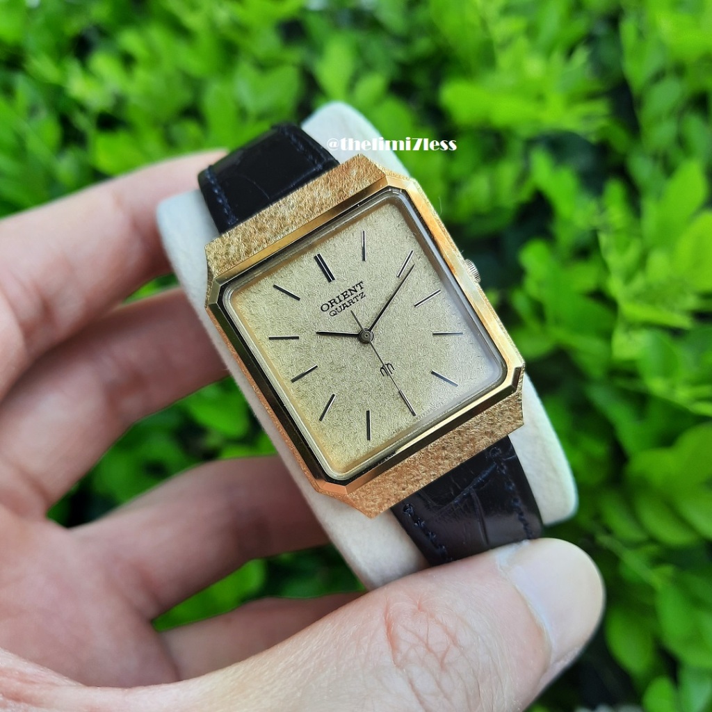 Jam tangan Orient quartz GP tank gold plated dgn gold snow dial made in japan ref IT 585938 - 40 CS