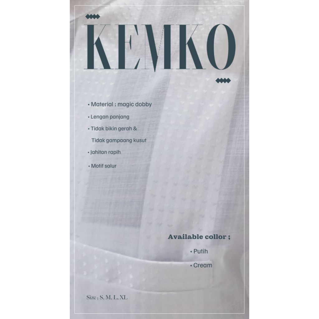 Kemeja Koko Salur | Koko Pria Lengan Panjang | Kemeja Pria | Kemko Salur Cream