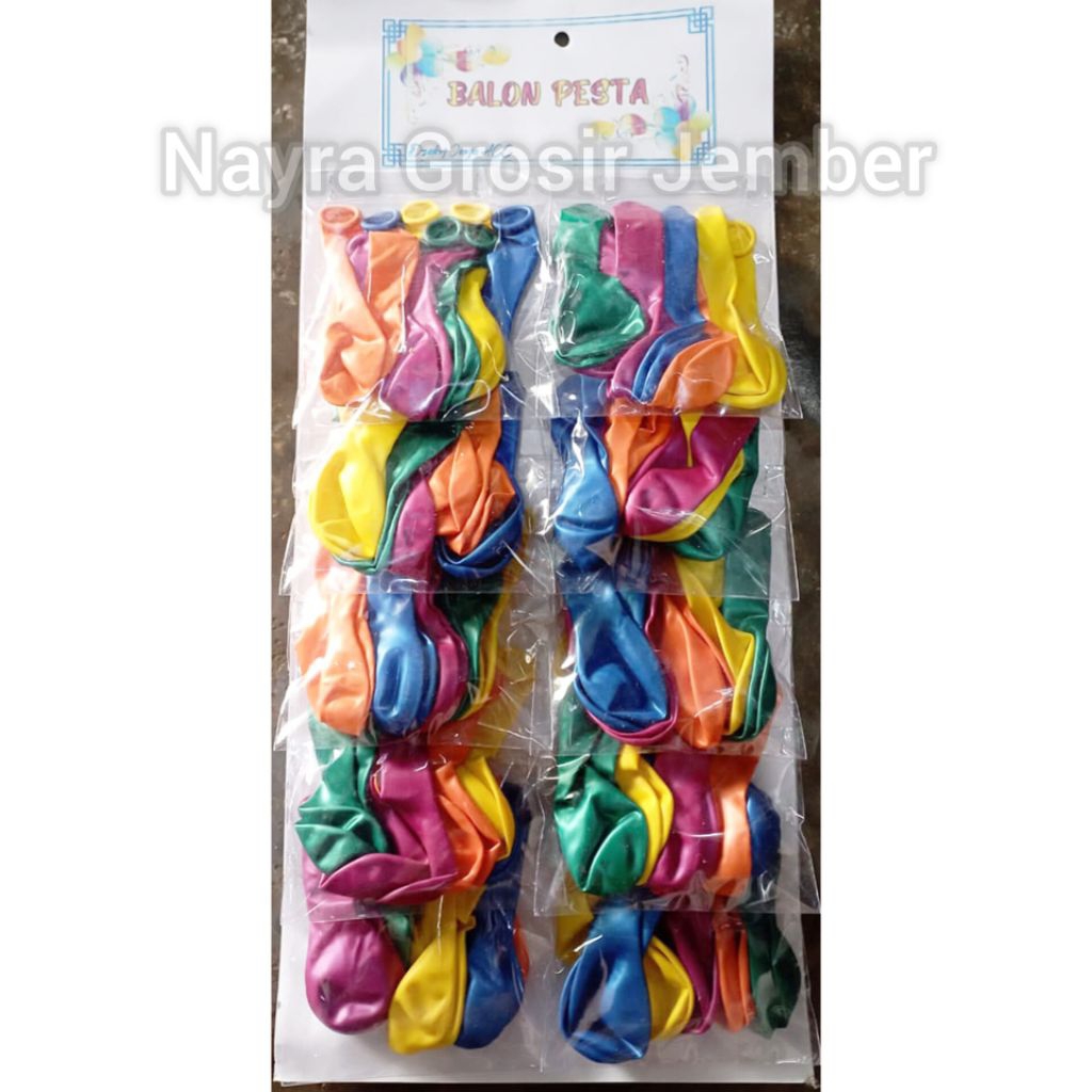 ( 100 Balon ) Balon Metalik Balon Pesta Balon Chrome 1 Renteng 10 Pcs