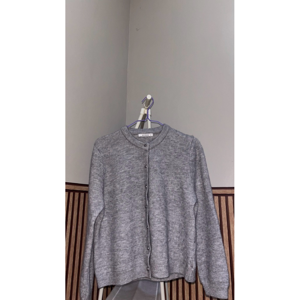 ECINOS-Jennie hairy wool knitted cardigan | Cardigan wanita