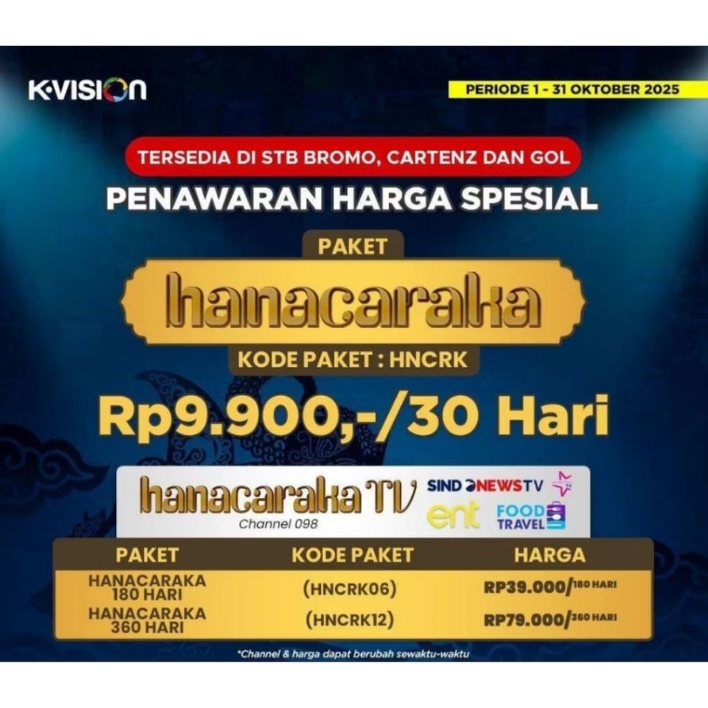Paket K vision khusus paket jawa hanacaraka 1 bulan 6 bulan 1tahun