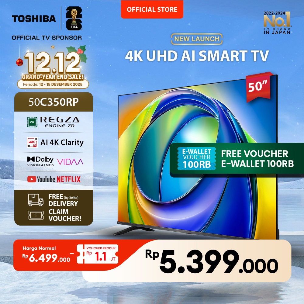 [4K] Toshiba TV 50" 4K UHD Smart TV - Regza ZR Gen3 Dolby Vision Atmos HDR10+ MEMC VRR ALLM AI Sound