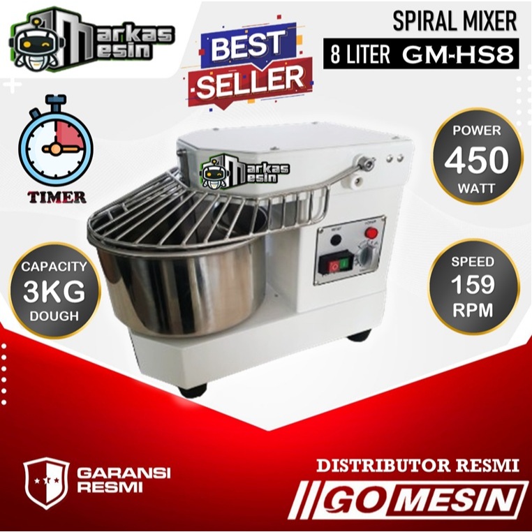 Spiral Mixer GOMESIN GM-HS8 Mesin Pengaduk Adonan Roti Donat