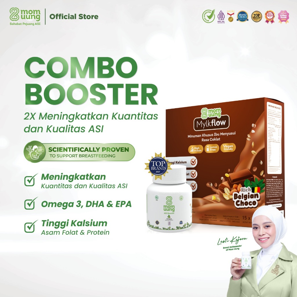 Mom Uung Combo Booster  - Mom Uung ASI Booster 60 Kapsul + Susu Mylkflow 15 Sachet