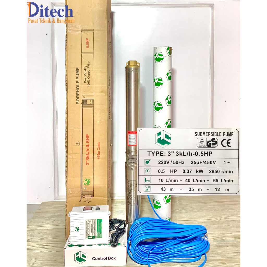 Pompa Satelit HCL 3 Inch 0,5HP Output 1 inch - Submersible Pump HCL + Kabel 30 Meter