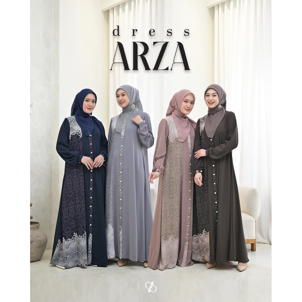 Arza Dress Gamis Cantik Polos mix Motif by Grenism