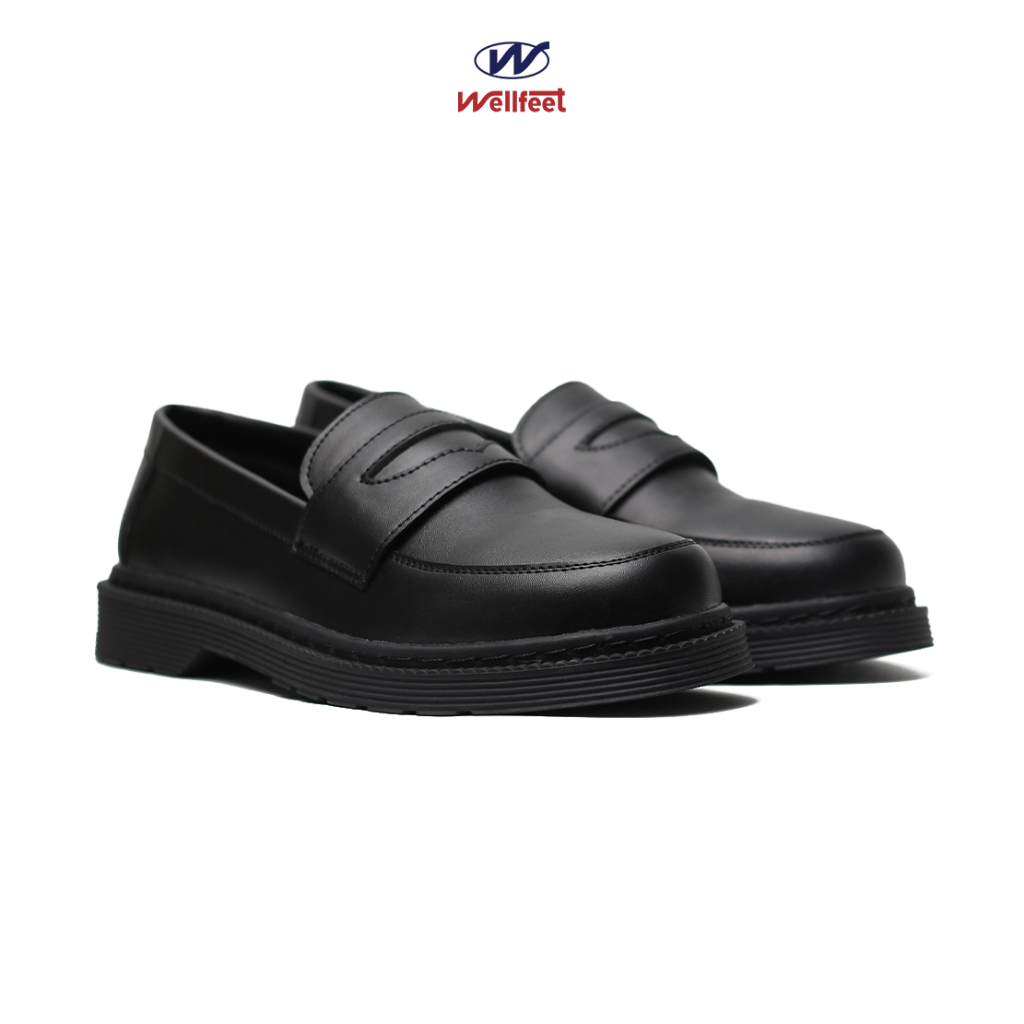 Wellfeet - Ergonomic Sepatu Pria Loafers Formal Casual Slip-On Hitam Original