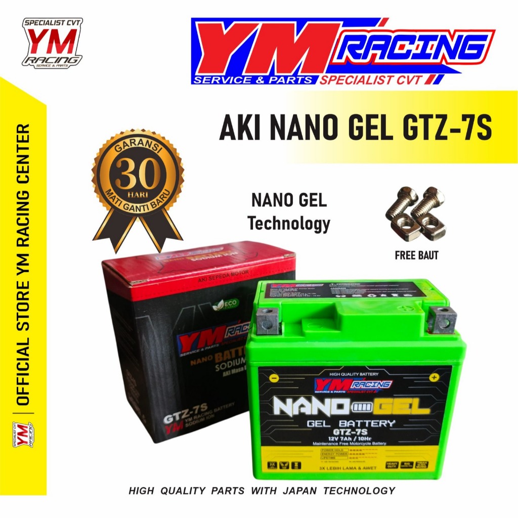 AKI GEL YM RACING GTZ7S  /AKI YM RACING UNTUK VARIO 150 / ACCU KERING NMAX | ACU KERING VARIO 150 GT