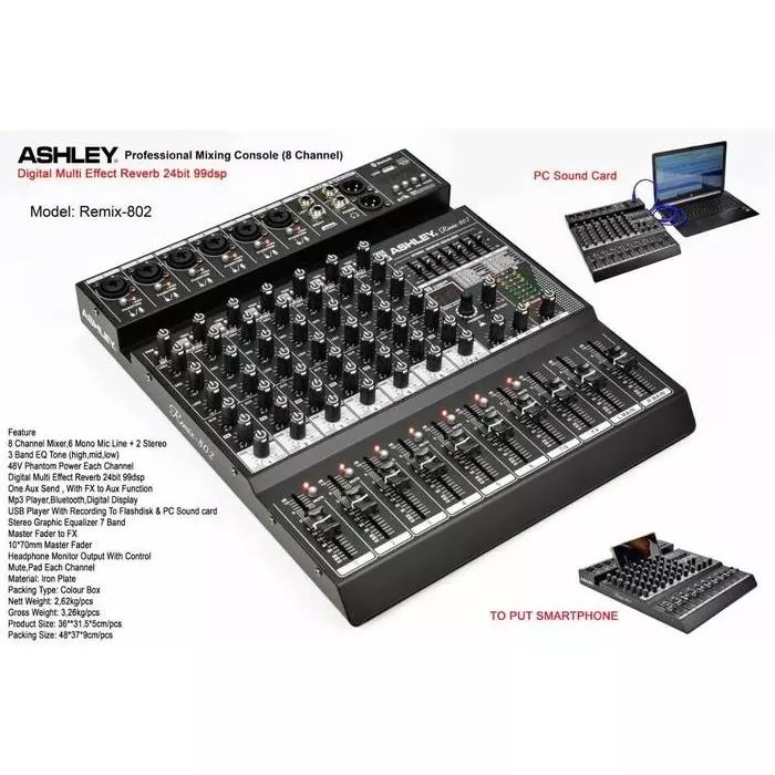 MIXER AUDIO ASHLEY REMIX 802 8 CHANNEL -SOUNDCARD