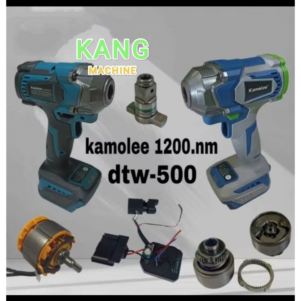 sparepart impact wrench cordless Kamolee DTW500 1200nm casing body gearbox hammer anvil dinamo rotor