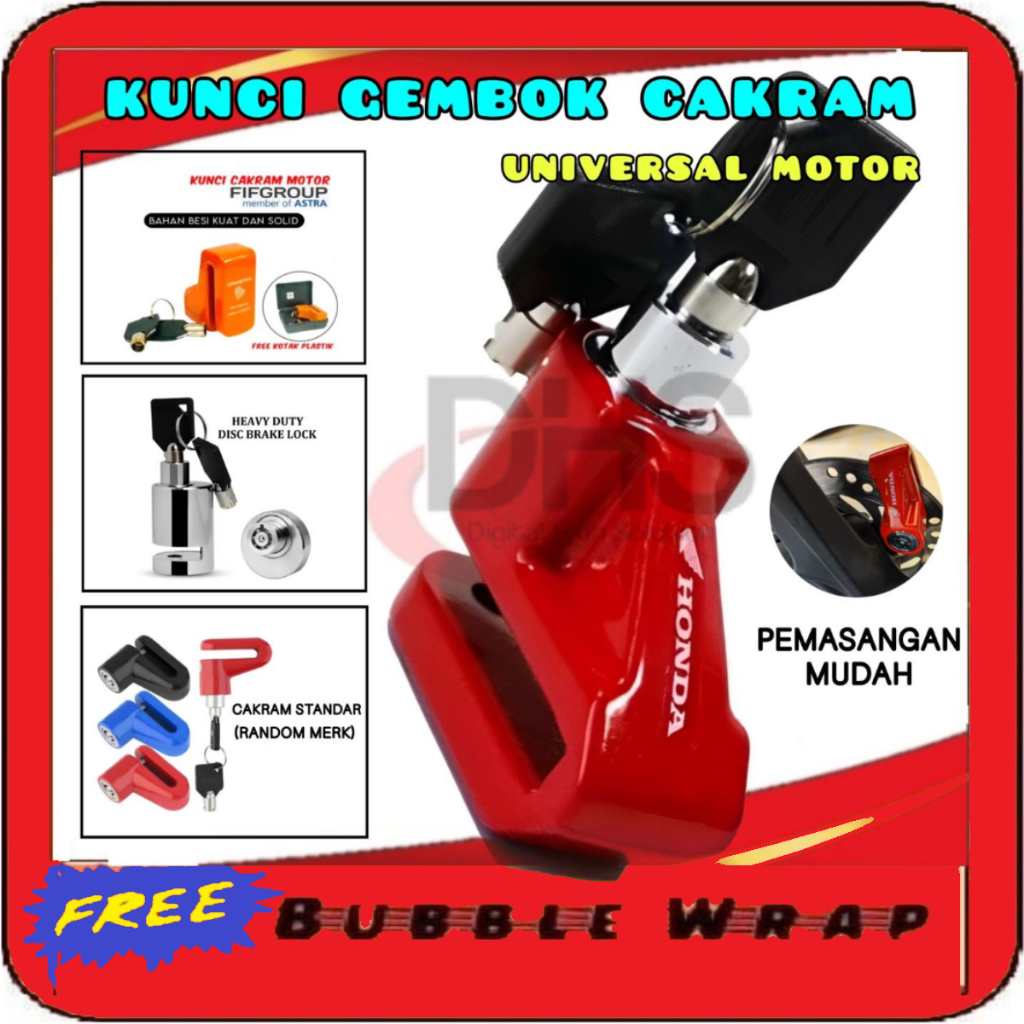 Kunci Gembok Cakram Dislock Astra  / UNIVERSAL VIXION SATRIA FU R15 FINO NOUVO PCX KLX CB 150 R