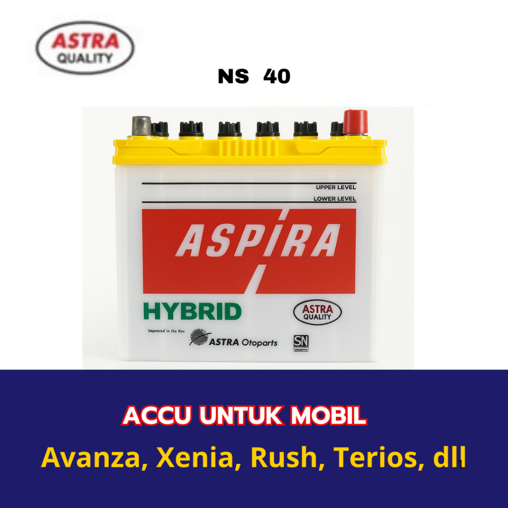 Aki Mobil Avanza Xenia Rush Terios DLL - Accu Aspira NS40 Aki Basah 12 V / 32 Ampere