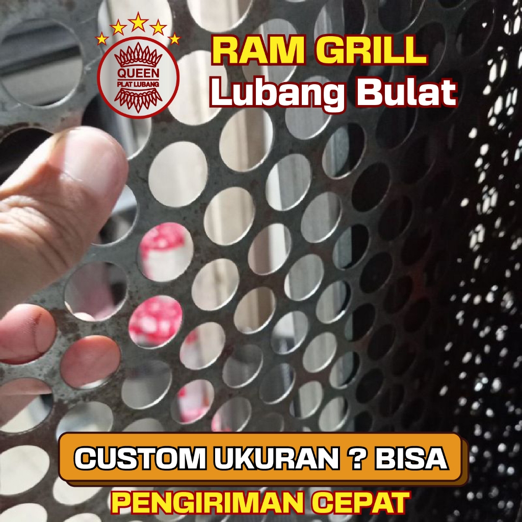 plat besi lubang 20 mm tebal 0,8mm uk.53x56 cm(full lubang),70x60cm(ada list), 53x34