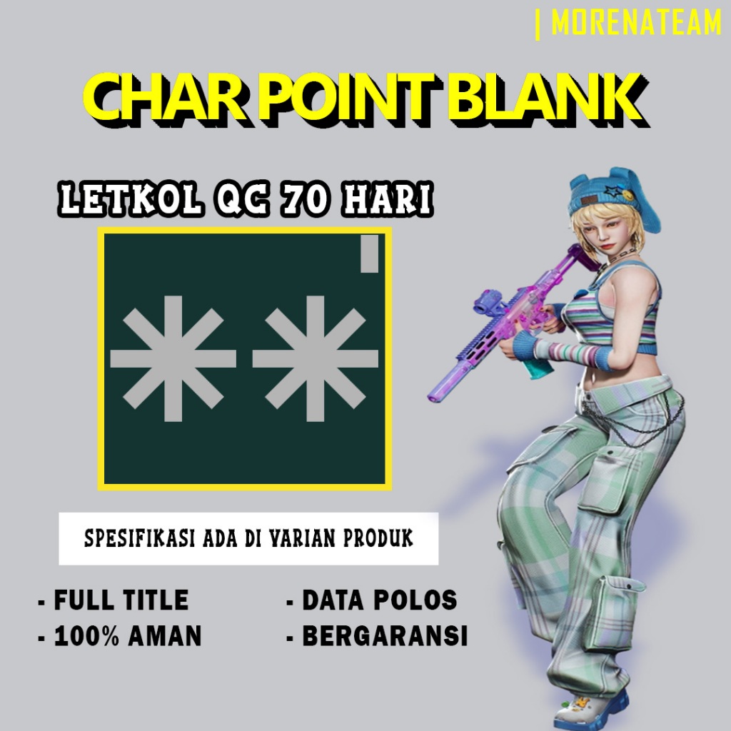 CHAR POINTBLANK / CHAR PB - LETKOL QC 70 HARI | DATA POLOS | AKUN POINTBLANK | GAME PC