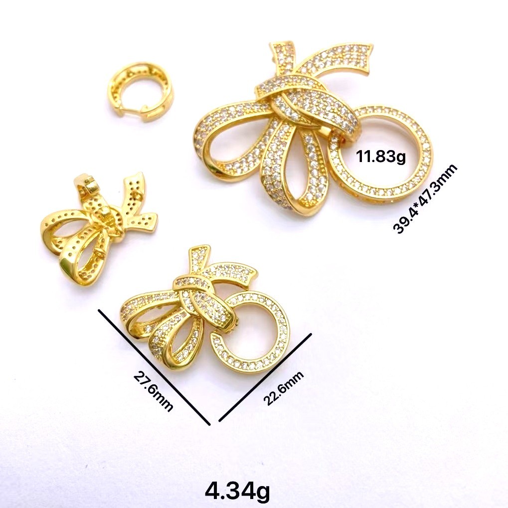 Kaitan Tembaga Lapis Emas 18K, Kaitan Kalung, Kaitan kalung Mutiara, Aksesoris Kalung Mutiara