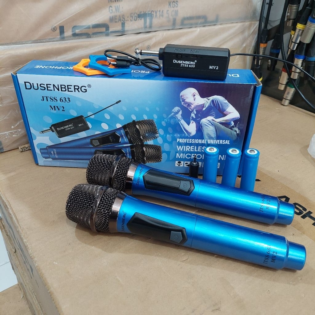 mic wireless Dusenberg JTSS 633 MV2 wireless microphone isi 2 mic ready warna biru